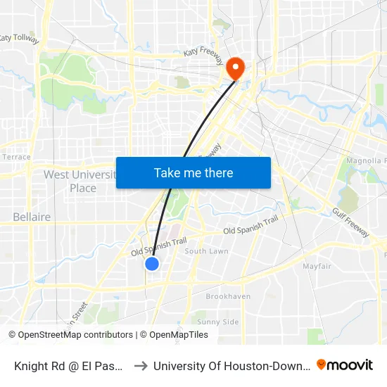 Knight Rd @ El Paseo St to University Of Houston-Downtown map