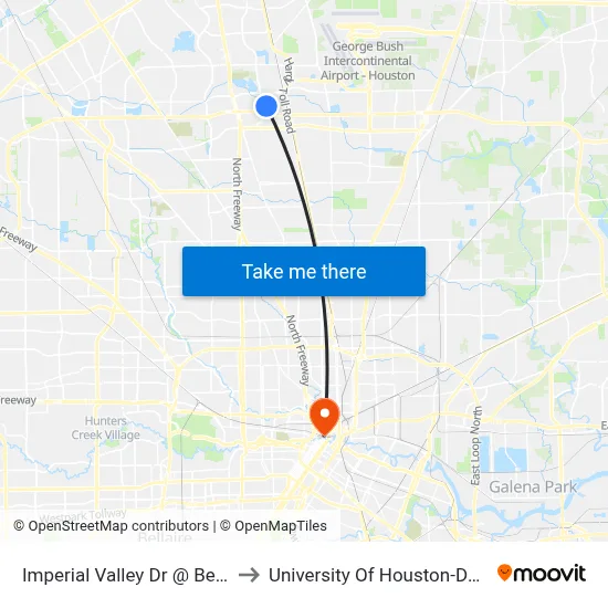 Imperial Valley Dr @ Benmar Dr to University Of Houston-Downtown map