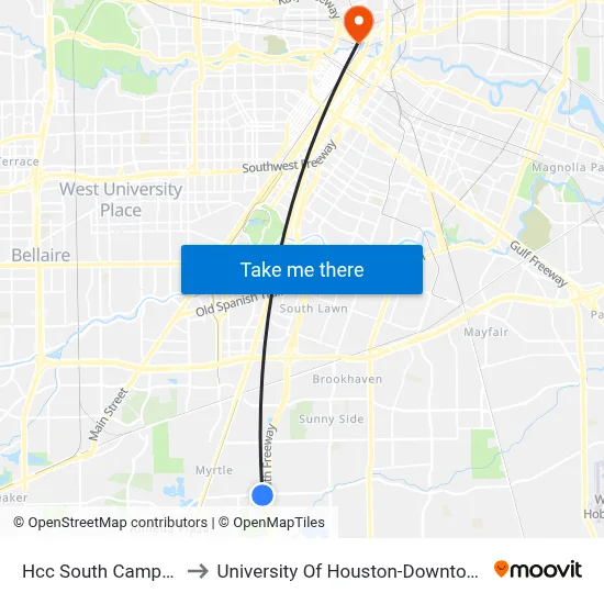 Hcc South Campus to University Of Houston-Downtown map
