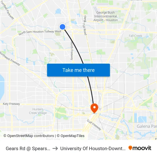 Gears Rd @ Spears Rd to University Of Houston-Downtown map