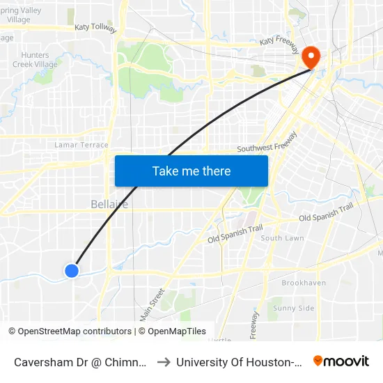 Caversham Dr @ Chimney Rock Rd to University Of Houston-Downtown map