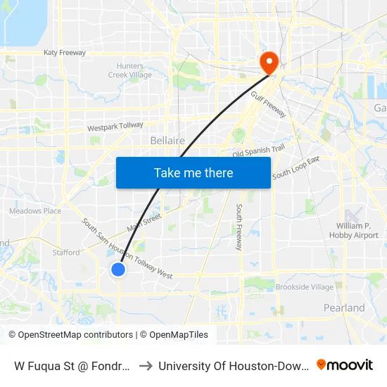 W Fuqua St @ Fondren Rd to University Of Houston-Downtown map