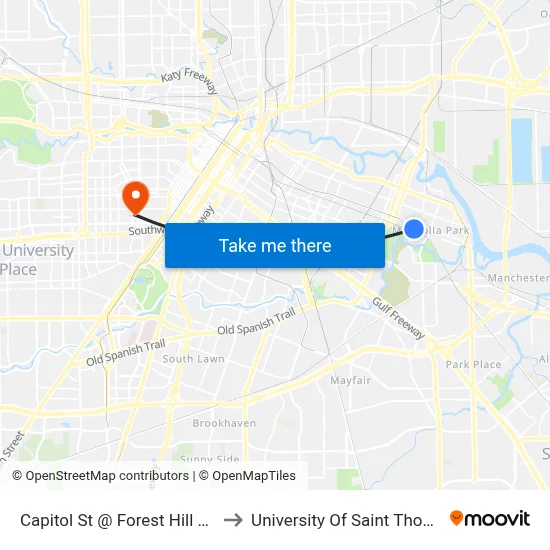 Capitol St @ Forest Hill Blvd to University Of Saint Thomas map