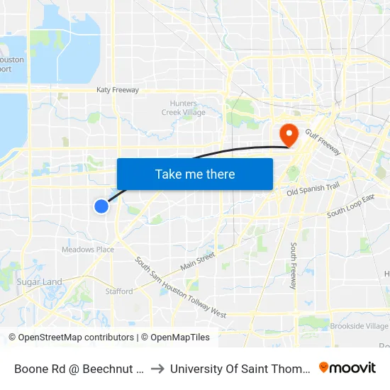 Boone Rd @ Beechnut St to University Of Saint Thomas map