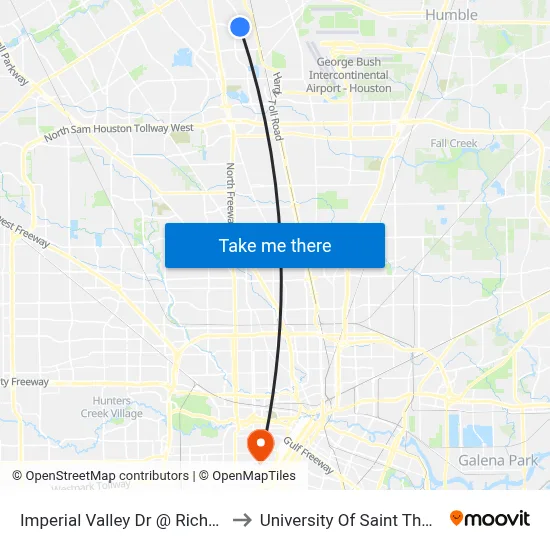 Imperial Valley Dr @ Richey Rd to University Of Saint Thomas map