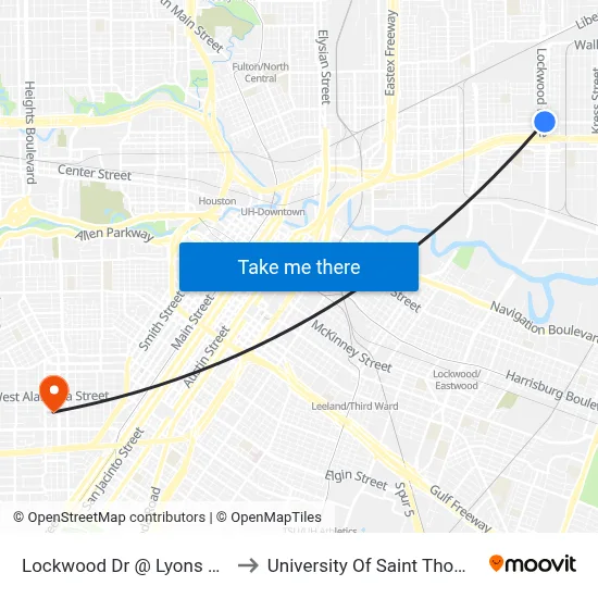 Lockwood Dr @ Lyons Ave to University Of Saint Thomas map