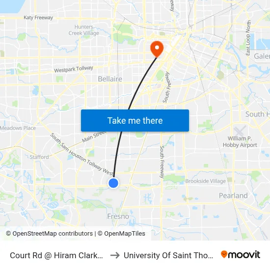 Court Rd @ Hiram Clarke Rd to University Of Saint Thomas map