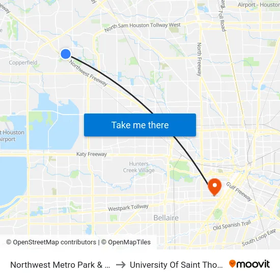 Northwest Metro Park & Ride to University Of Saint Thomas map