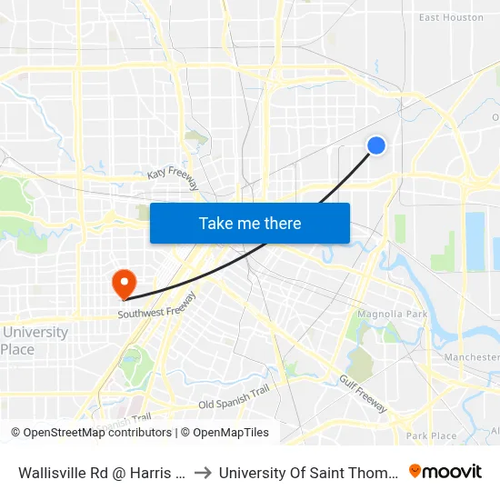 Wallisville Rd @ Harris St to University Of Saint Thomas map