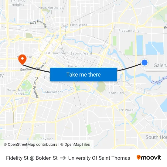 Fidelity St @ Bolden St to University Of Saint Thomas map