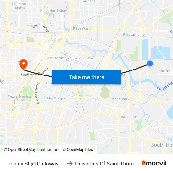 Fidelity St @ Calloway St to University Of Saint Thomas map