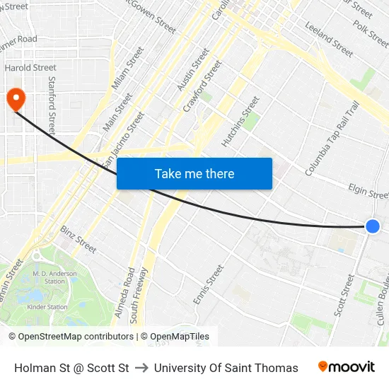 Holman St @ Scott St to University Of Saint Thomas map