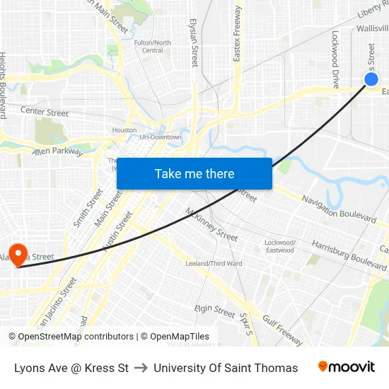 Lyons Ave @ Kress St to University Of Saint Thomas map