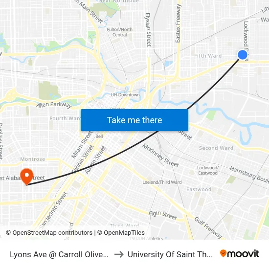 Lyons Ave @ Carroll Oliver Way to University Of Saint Thomas map