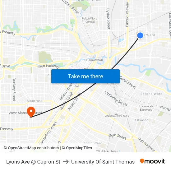 Lyons Ave @ Capron St to University Of Saint Thomas map