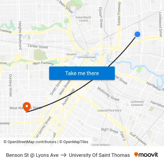 Benson St @ Lyons Ave to University Of Saint Thomas map