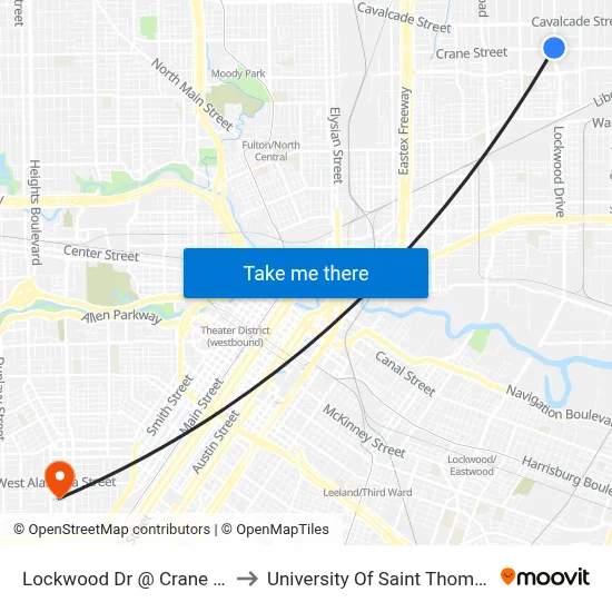 Lockwood Dr @ Crane St to University Of Saint Thomas map