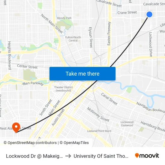 Lockwood Dr @ Makeig St to University Of Saint Thomas map