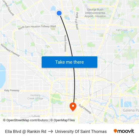 Ella Blvd @ Rankin Rd to University Of Saint Thomas map