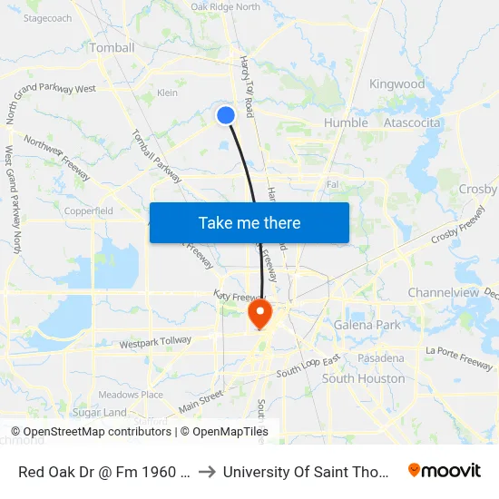 Red Oak Dr @ Fm 1960 Rd to University Of Saint Thomas map