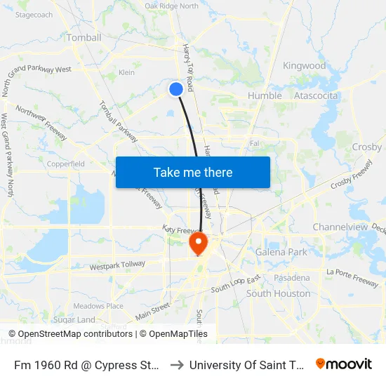 Fm 1960 Rd @ Cypress Station Dr to University Of Saint Thomas map
