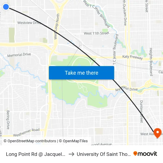 Long Point Rd @ Jacquelyn Dr to University Of Saint Thomas map