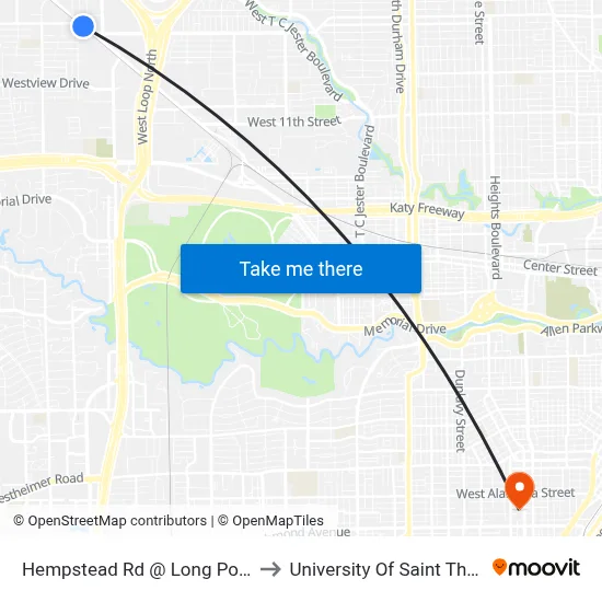Hempstead Rd @ Long Point Rd to University Of Saint Thomas map
