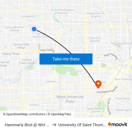 Hammerly Blvd @ Wirt Rd to University Of Saint Thomas map