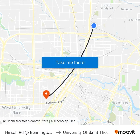 Hirsch Rd @ Bennington St to University Of Saint Thomas map