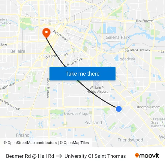 Beamer Rd @ Hall Rd to University Of Saint Thomas map