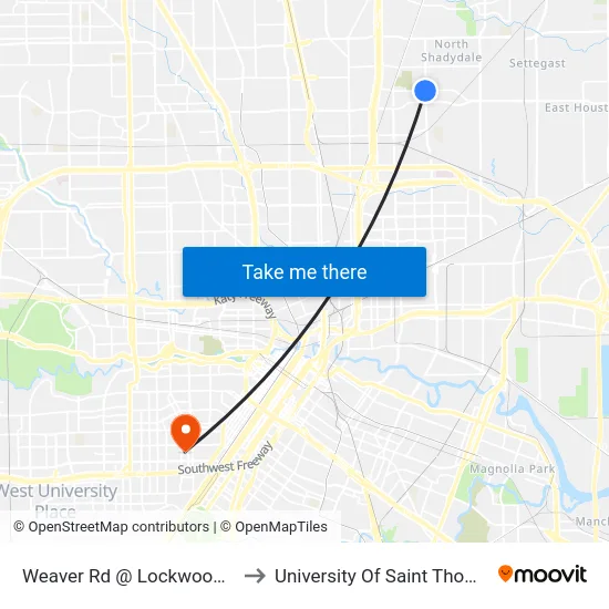 Weaver Rd @ Lockwood Dr to University Of Saint Thomas map
