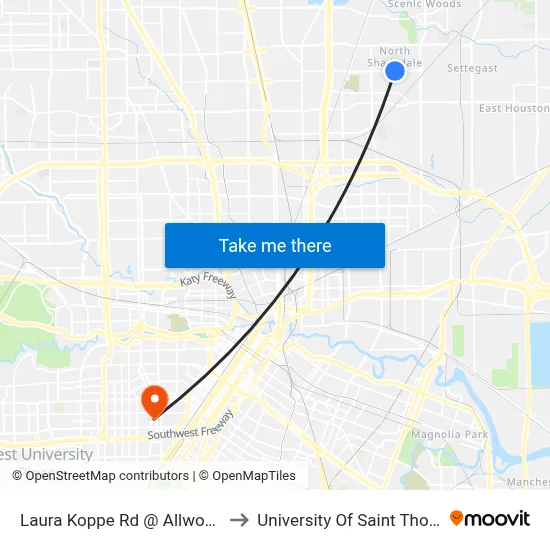 Laura Koppe Rd @ Allwood St to University Of Saint Thomas map