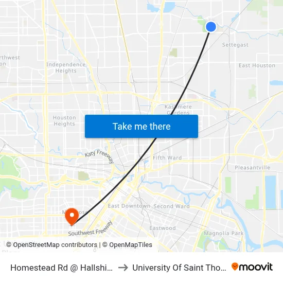 Homestead Rd @ Hallshire Dr to University Of Saint Thomas map