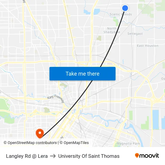 Langley Rd @ Lera to University Of Saint Thomas map