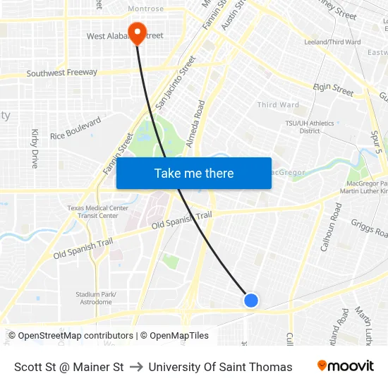 Scott St @ Mainer St to University Of Saint Thomas map