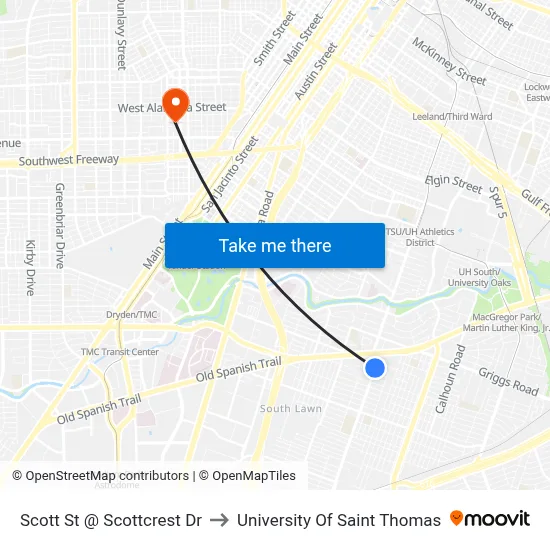 Scott St @ Scottcrest Dr to University Of Saint Thomas map