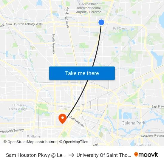 Sam Houston Pkwy @ Lee Rd to University Of Saint Thomas map