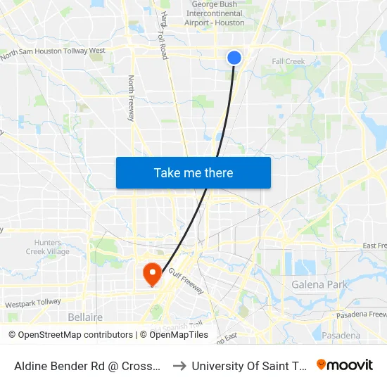 Aldine Bender Rd @ Crosswinds Dr to University Of Saint Thomas map