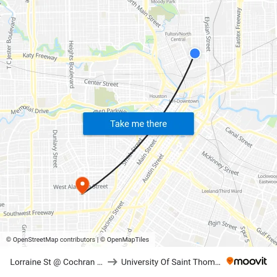 Lorraine St @ Cochran St to University Of Saint Thomas map