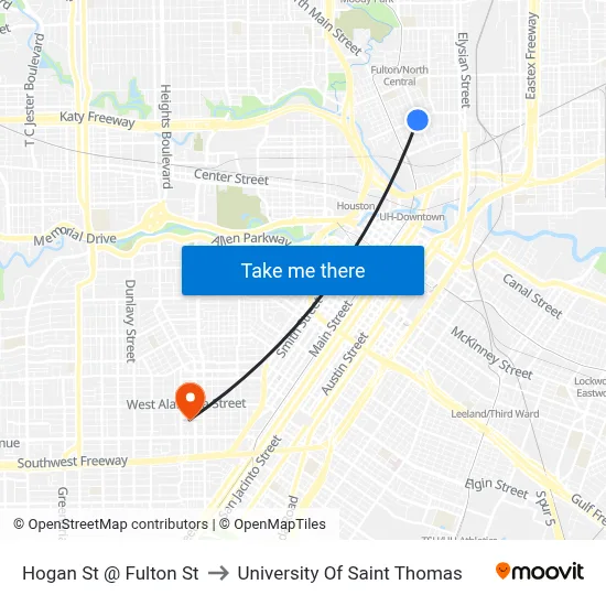 Hogan St @ Fulton St to University Of Saint Thomas map