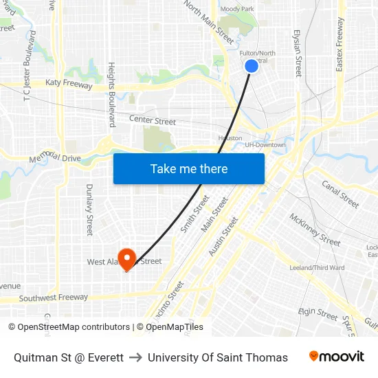 Quitman St @ Everett to University Of Saint Thomas map