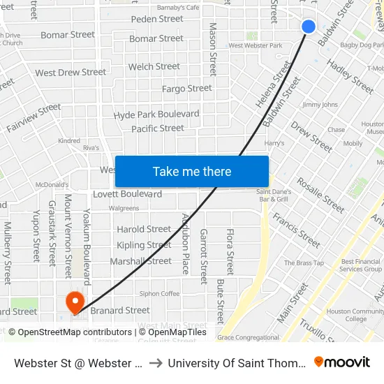 Webster St @ Webster St to University Of Saint Thomas map