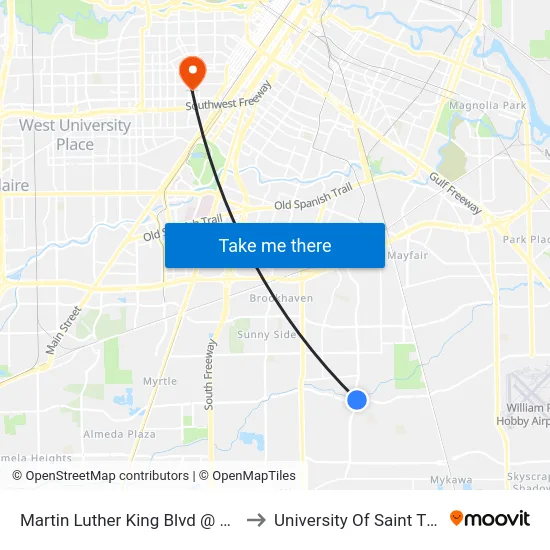 Martin Luther King Blvd @ Airport B to University Of Saint Thomas map
