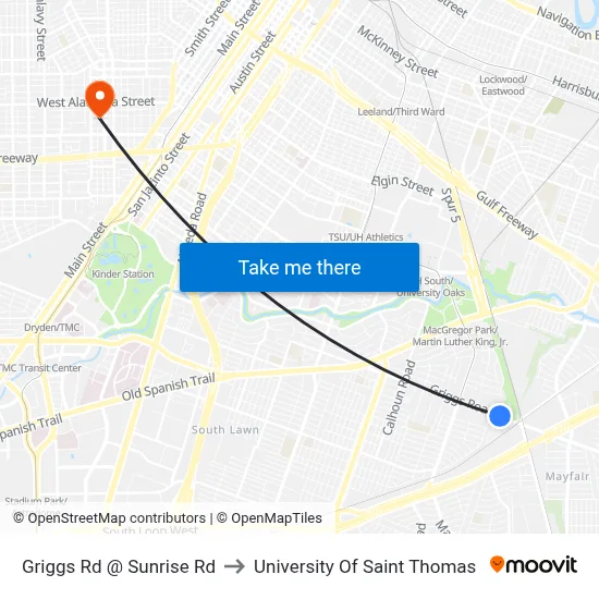 Griggs Rd @ Sunrise Rd to University Of Saint Thomas map
