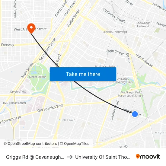 Griggs Rd @ Beekman Rd to University Of Saint Thomas map