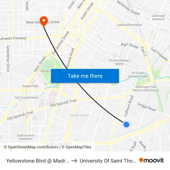 Yellowstone Blvd @ Madrid St to University Of Saint Thomas map