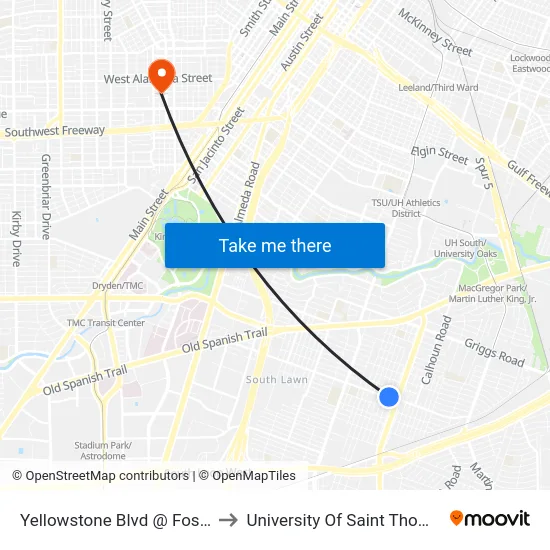 Yellowstone Blvd @ Foster to University Of Saint Thomas map
