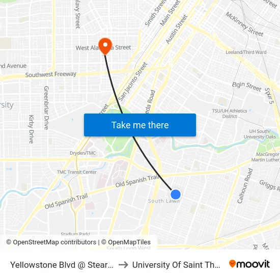 Yellowstone Blvd @ Stearns St to University Of Saint Thomas map