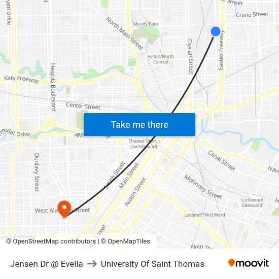 Jensen Dr @ Evella to University Of Saint Thomas map