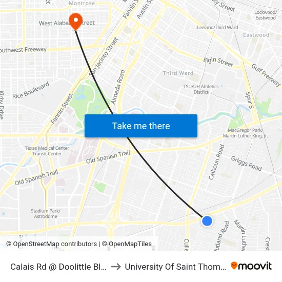 Calais Rd @ Doolittle Blvd to University Of Saint Thomas map